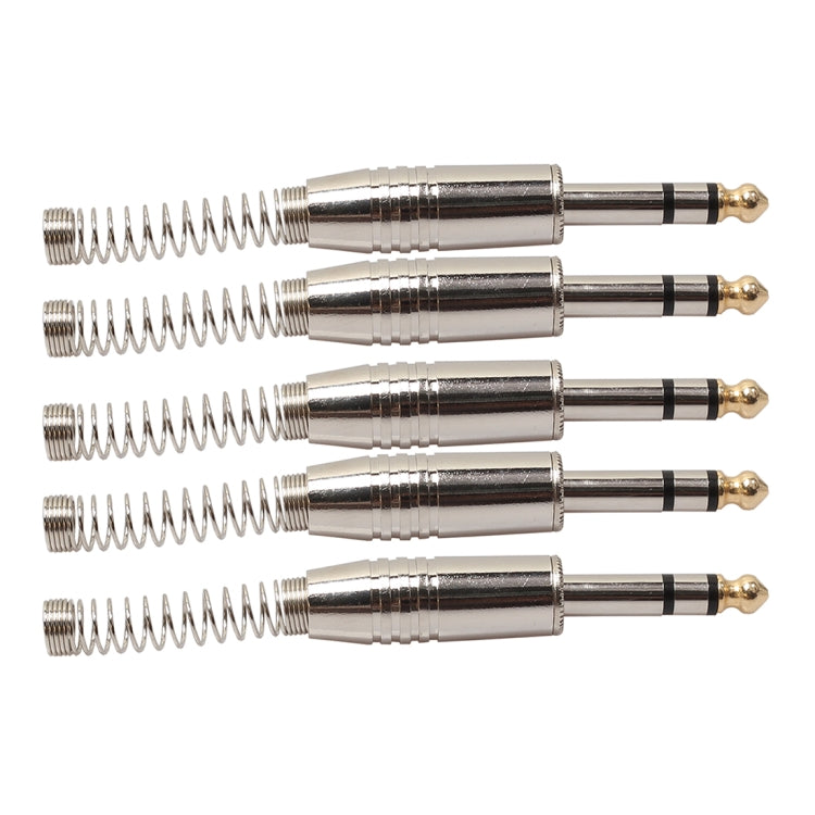 5 PCS 6.35mm Metal Audio Plug Stereo Microphone Cord Plug, 5 PCS