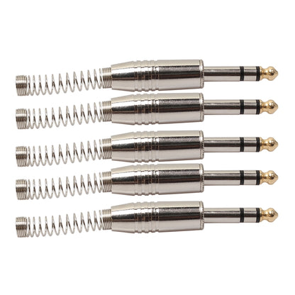 5 PCS 6.35mm Metal Audio Plug Stereo Microphone Cord Plug, 5 PCS