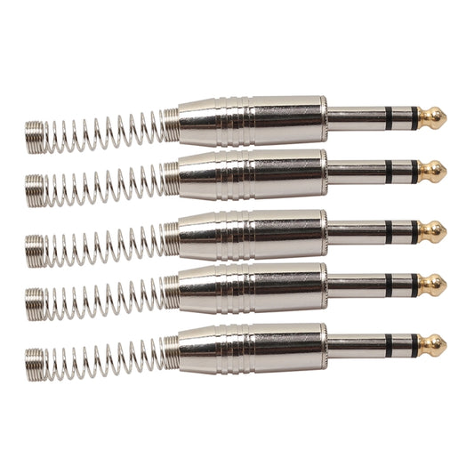5 PCS 6.35mm Metal Audio Plug Stereo Microphone Cord Plug, 5 PCS