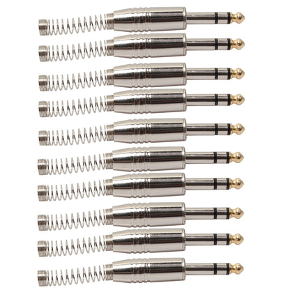 10 PCS 6.35mm Metal Audio Plug Stereo Microphone Cord Plug, 10 PCS