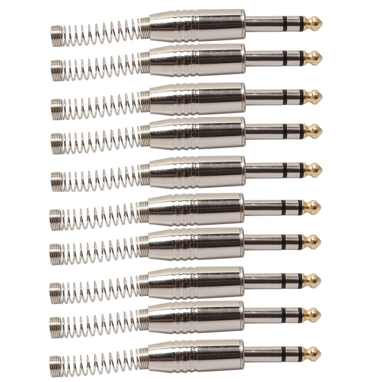 10 PCS 6.35mm Metal Audio Plug Stereo Microphone Cord Plug, 10 PCS