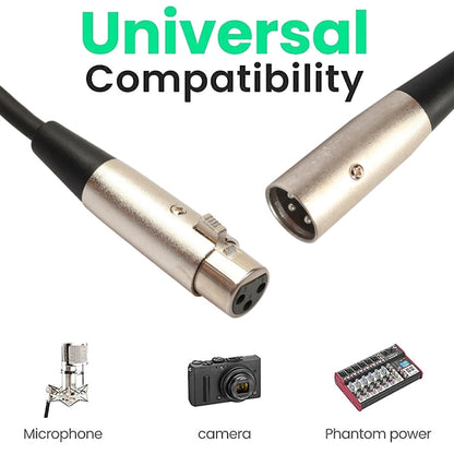 10m 3-Pin XLR Male to XLR Female MIC Shielded Cable Microphone Audio Cord, Length: 10m