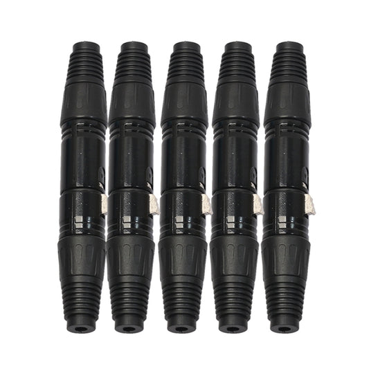 5 Pairs Black 3 Pin XLR Audio Cable Connector Male and Female, 5 Pairs