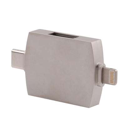 4 In 1 Type-C / USB-C + 8 Pin + Dual USB Multi-function Adapter with Dual OTG Function, 4 In 1