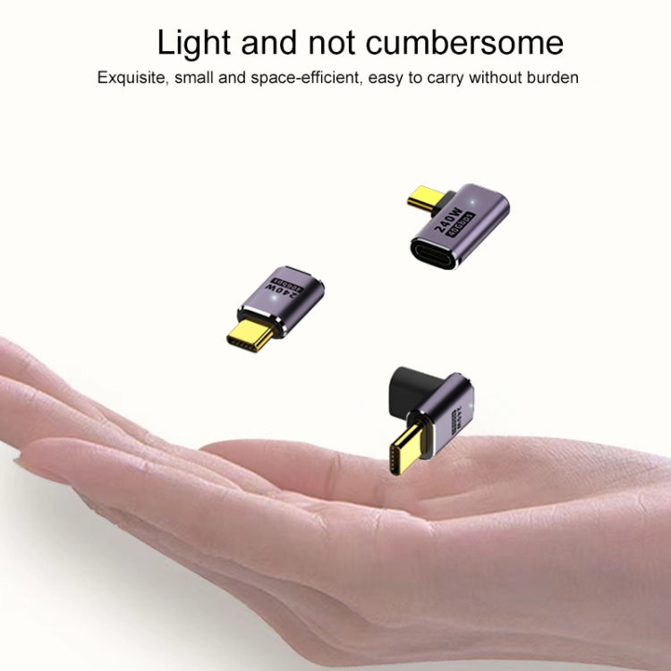 240W USB-C/Type-C Female to USB-C/Type-C Female 40Gbps Stereo Bend Adapter with Light, Stereo Bend Adapter