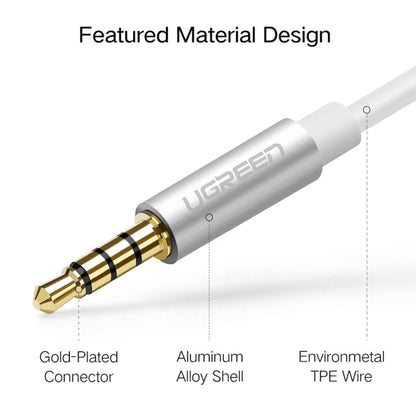 Ugreen 3.5mm Male to 2 x 3.5mm Female Audio Connector Adapter Cable 2 in 1 Microphone + Earphone Splitter Cable Converter, Silver
