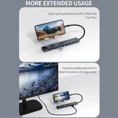 10 in 1 USB-C / Type-C Iinterface Docking Station Multi-function HUB, 10 in 1