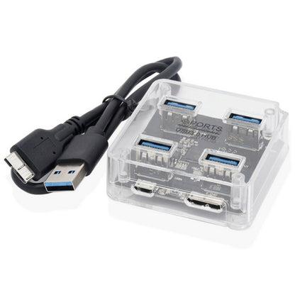 USB2.0 4 in 1 Multifunctional Desktop Square Transparent HUB, USB2.0