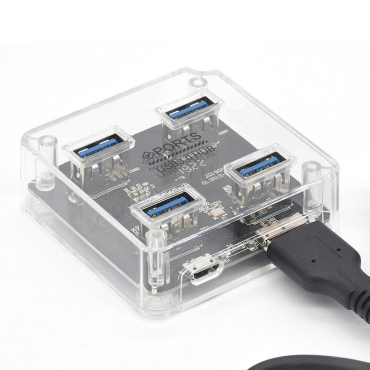 USB2.0 4 in 1 Multifunctional Desktop Square Transparent HUB, USB2.0