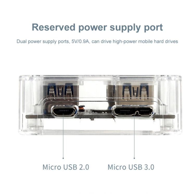 USB2.0 4 in 1 Multifunctional Desktop Square Transparent HUB, USB2.0