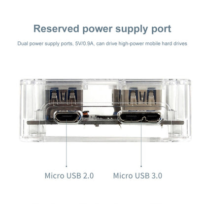 USB2.0 4 in 1 Multifunctional Desktop Square Transparent HUB, USB2.0