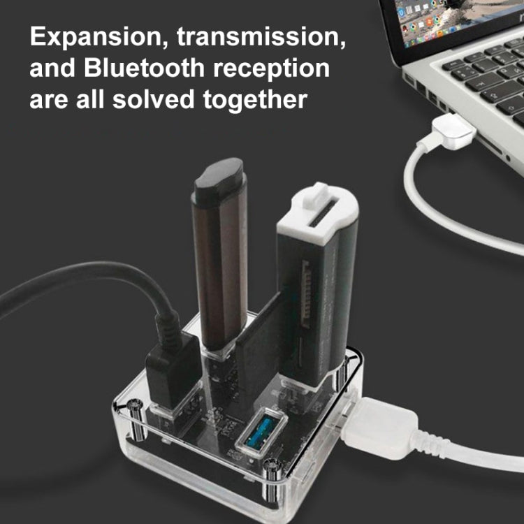 USB2.0 4 in 1 Multifunctional Desktop Square Transparent HUB, USB2.0