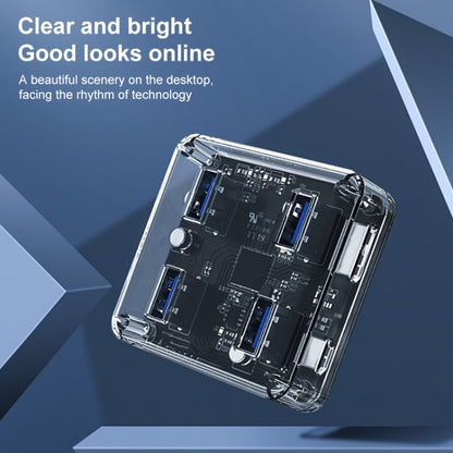 USB3.0 4 in 1 Multifunctional Desktop Square Transparent HUB, USB3.0