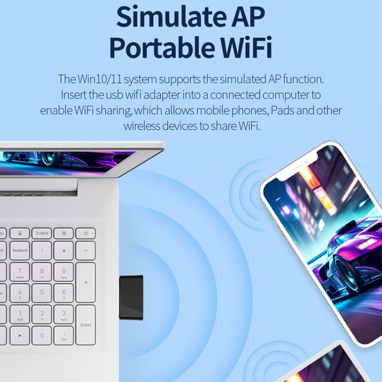 COMFAST CF-940AX 300Mbps 2.4GHz WiFi6 Mini USB Network Adapter, CF-940AX