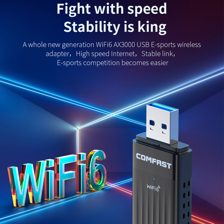 COMFAST CF-970AX 3000Mbps Dual Band Wireless Network Card WiFi6 USB Adapter, CF-970AX