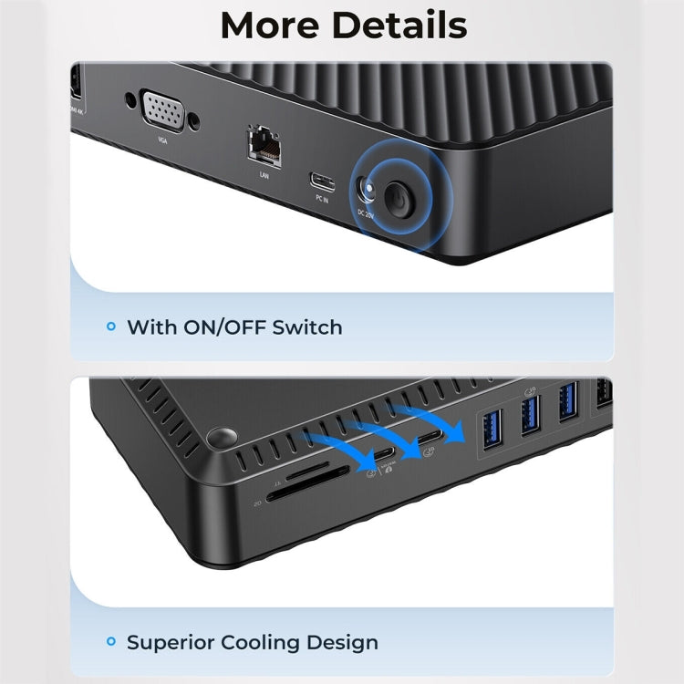 ORICO DKA20-BK-BP 10Gbps 20 in 1 Type-C 3.0 HUB Docking Station, DKA20-BK-BP, EU Plug, DKA20-BK-BP, UK Plug, DKA20-BK-BP, US Plug