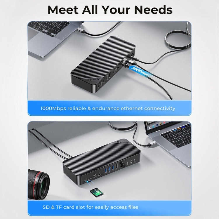 ORICO DKA20-BK-BP 10Gbps 20 in 1 Type-C 3.0 HUB Docking Station, DKA20-BK-BP, EU Plug, DKA20-BK-BP, UK Plug, DKA20-BK-BP, US Plug