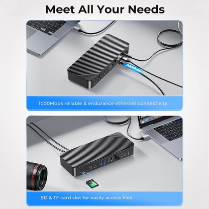 ORICO DKA20-BK-BP 10Gbps 20 in 1 Type-C 3.0 HUB Docking Station, DKA20-BK-BP, EU Plug, DKA20-BK-BP, UK Plug, DKA20-BK-BP, US Plug