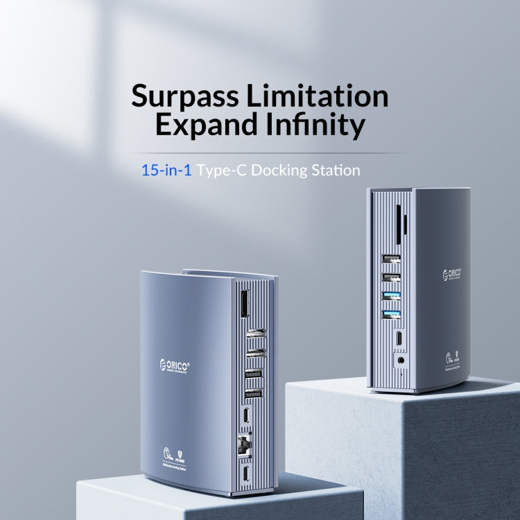ORICO CDH-15N-GY-BP 15 in 1 Type-C HUB Docking Station, CDH-15N-GY-BP
