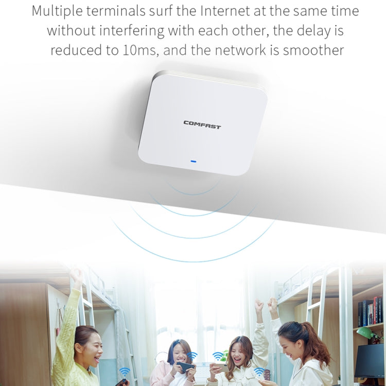 COMFAST CF-E395AX 3000Mbps WiFi6 2.4G & 5.8GHz Dual Band Indoor Wireless Ceiling AP, CF-E395AX