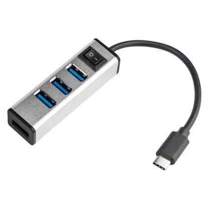 USB-C / Type-C to 4 USB 3.0 Ports Aluminum Alloy HUB with Switch, USB-C / Type-C