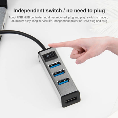 USB to 4 USB 3.0 Ports Aluminum Alloy HUB with Switch, USB