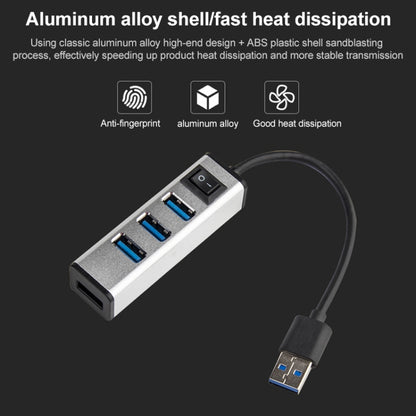 USB to 4 USB 3.0 Ports Aluminum Alloy HUB with Switch, USB