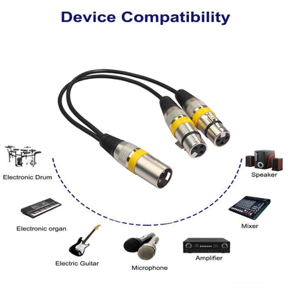 2055MFF-03 2 In1 XLR Male to Double Female Microphone Audio Cable, Length: 0.3m