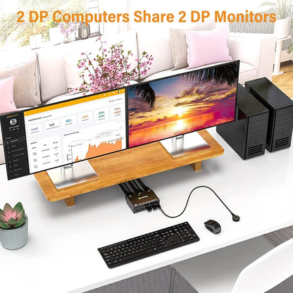 KC-KVM202DPA-USB2.0 DP 3DP+3DP KVM Switch, KC-KVM202DPA
