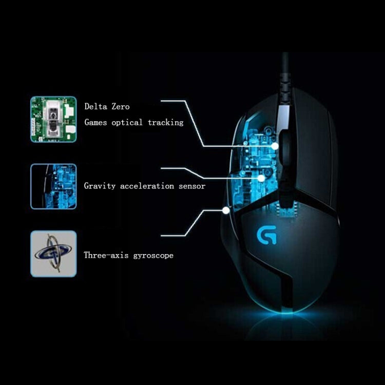Logitech G402 USB Interface 8-keys 4000DPI Five-speed Adjustable High-speed Tracking Wired Optical Gaming Mouse, Length: 2m