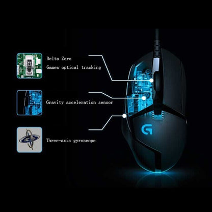 Logitech G402 USB Interface 8-keys 4000DPI Five-speed Adjustable High-speed Tracking Wired Optical Gaming Mouse, Length: 2m