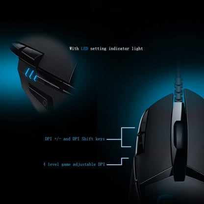 Logitech G402 USB Interface 8-keys 4000DPI Five-speed Adjustable High-speed Tracking Wired Optical Gaming Mouse, Length: 2m