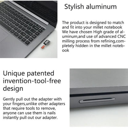 BASEQI Hidden Aluminum Alloy SD Card Case for Xiaomi Pro 15.6 inch MX250 Laptop, For Xiaomi Pro 15.6 inch MX250