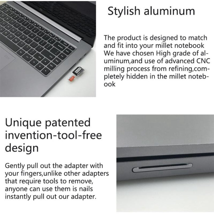 BASEQI Hidden Aluminum Alloy SD Card Case for Xiaomi Pro 15.6 inch GTX1050 Laptop, For Xiaomi Pro 15.6 inch GTX1050
