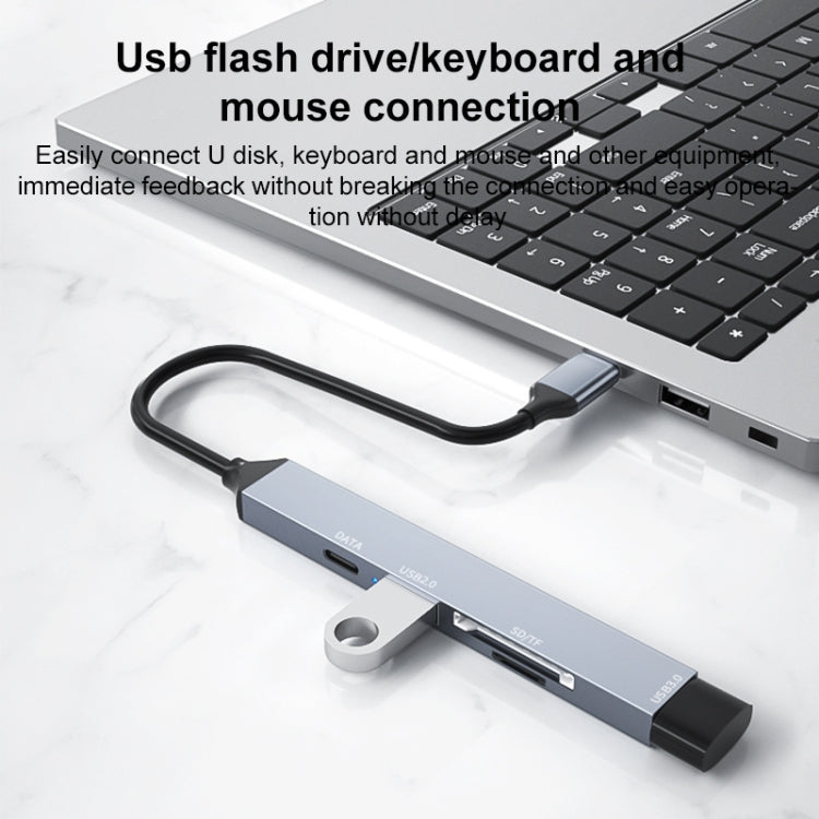 ADS-806C 5 in 1 USB-C / Type-C to USB 3.0 + USB-C / Type-C + SD/TF + USB2.0 HUB Docking Station, 5 in 1