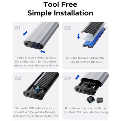 ORICO AXM2-G2-V1-GY-BP M.2 NVMe SSD Enclosure with Silicone Protective Case & Type-C+USB Case, AXM2-G2-V1-GY-BP