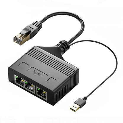 Male RJ45 3 in 1 Gigabit Network Splitter Cable Ethernet Network Coupler, Male 3 in 1 Gigabit