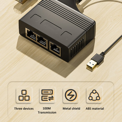Male RJ45 3 in 1 100M Network Splitter Cable Ethernet Network Coupler, Male 3 in 1 100M