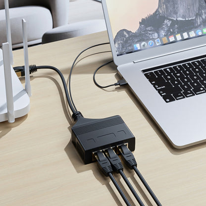 Male RJ45 3 in 1 100M Network Splitter Cable Ethernet Network Coupler, Male 3 in 1 100M