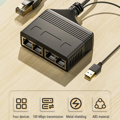 Male RJ45 4 in 1 100M Network Splitter Cable Ethernet Network Coupler, Male 4 in 1 100M