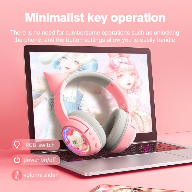 B5 Cat Ear Design USB-C / Type-C RGB Wireless Bluetooth HiFi Headset
