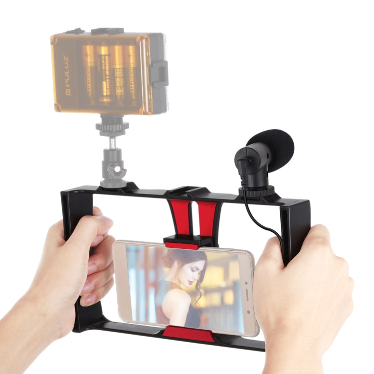PULUZ 2 in 1 Live Broadcast Smartphone Video Rig + Microphone Kits for iPhone, Galaxy, Huawei, Xiaomi, HTC, LG, Google, and Other Smartphones, Vlogging Rig+Mic