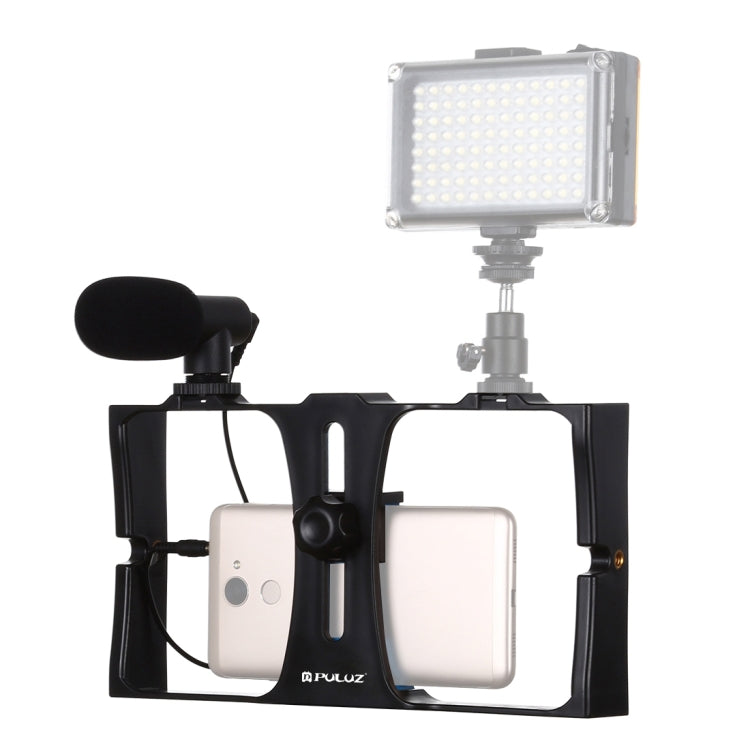 PULUZ 2 in 1 Live Broadcast Smartphone Video Rig + Microphone Kits for iPhone, Galaxy, Huawei, Xiaomi, HTC, LG, Google, and Other Smartphones, Vlogging Rig+Mic