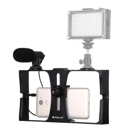 PULUZ 2 in 1 Live Broadcast Smartphone Video Rig + Microphone Kits for iPhone, Galaxy, Huawei, Xiaomi, HTC, LG, Google, and Other Smartphones, Vlogging Rig+Mic