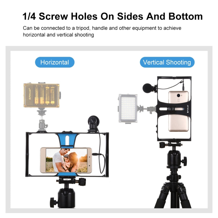 PULUZ 2 in 1 Live Broadcast Smartphone Video Rig + Microphone Kits for iPhone, Galaxy, Huawei, Xiaomi, HTC, LG, Google, and Other Smartphones, Vlogging Rig+Mic