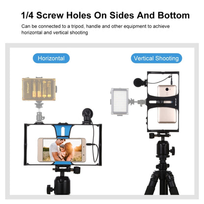 PULUZ 2 in 1 Live Broadcast Smartphone Video Rig + Microphone Kits for iPhone, Galaxy, Huawei, Xiaomi, HTC, LG, Google, and Other Smartphones, Vlogging Rig+Mic