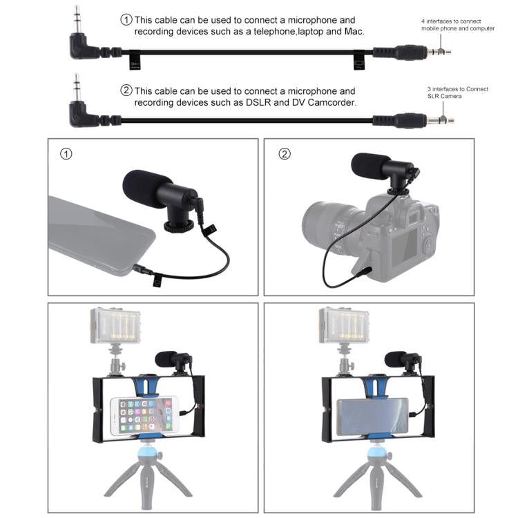 PULUZ 2 in 1 Live Broadcast Smartphone Video Rig + Microphone Kits for iPhone, Galaxy, Huawei, Xiaomi, HTC, LG, Google, and Other Smartphones, Vlogging Rig+Mic