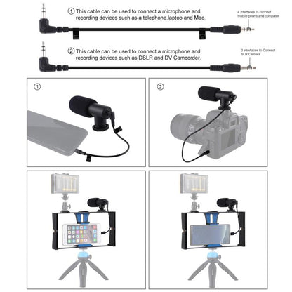 PULUZ 2 in 1 Live Broadcast Smartphone Video Rig + Microphone Kits for iPhone, Galaxy, Huawei, Xiaomi, HTC, LG, Google, and Other Smartphones, Vlogging Rig+Mic