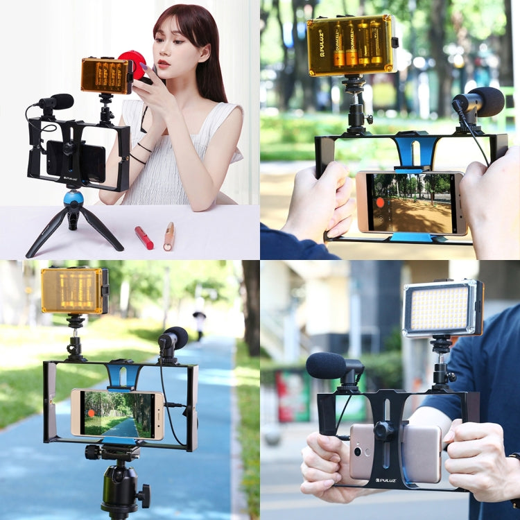 PULUZ 2 in 1 Live Broadcast Smartphone Video Rig + Microphone Kits for iPhone, Galaxy, Huawei, Xiaomi, HTC, LG, Google, and Other Smartphones, Vlogging Rig+Mic