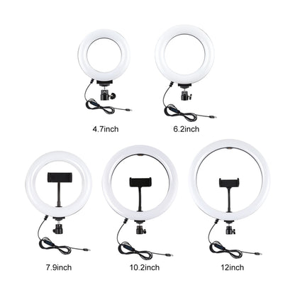 PULUZ 1.1m Tripod Mount + Live Broadcast Dual Phone Bracket + 6.2 inch 16cm LED Ring Vlogging Video Light Kits, 3 in 1 Live Broadcast Kits